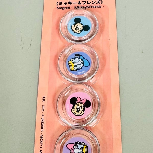 Daiso Disney Mickey & Friends Magnets 30mm 4 Pcs New