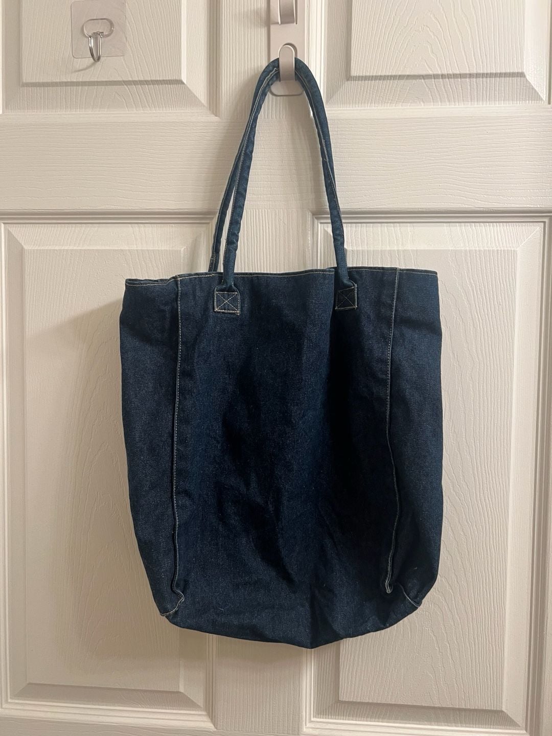 Denim & Co. Denim Tote Bag Dark Wash Blue Handbag 3