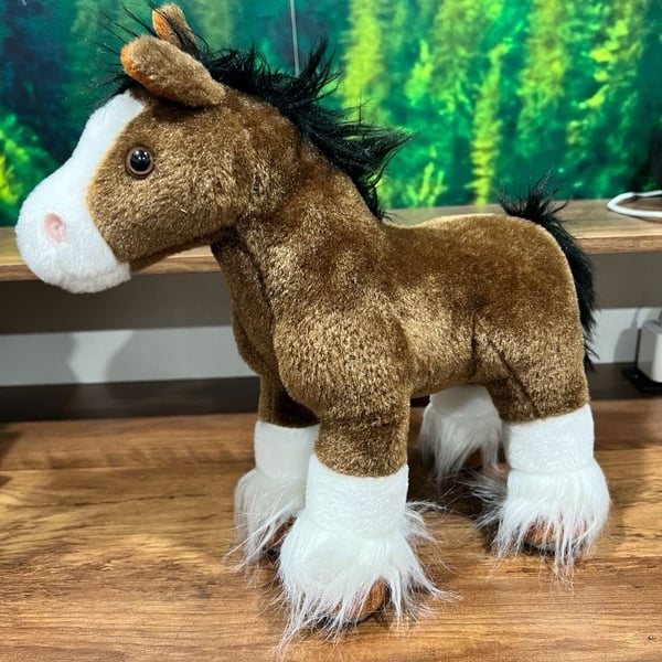 Wild Republic Clydesdale Horse Plush Brown White 12 Inch Stuffed Animal