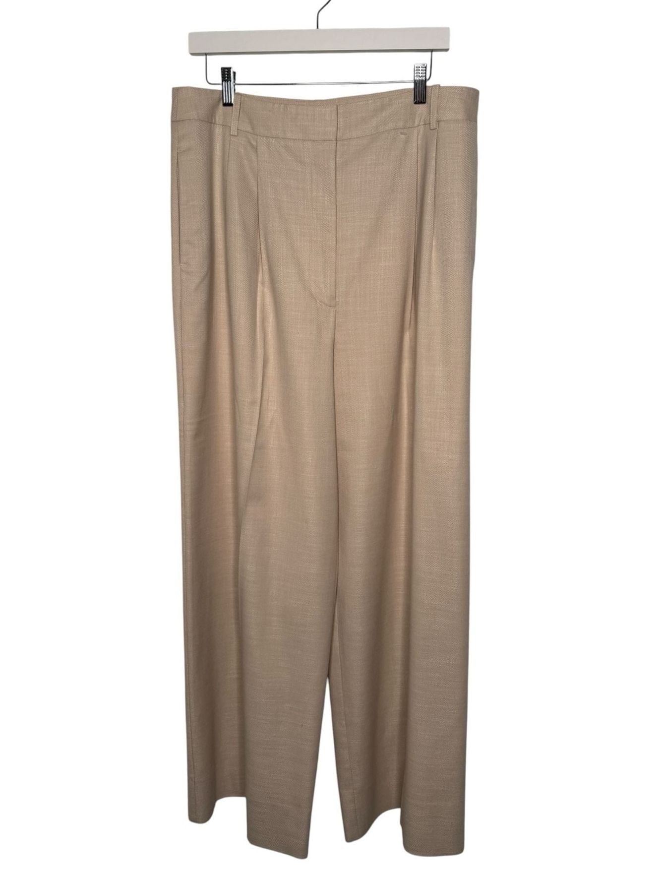 Worthington Wide Leg Pants Beige Pleated Trousers Size 14 2