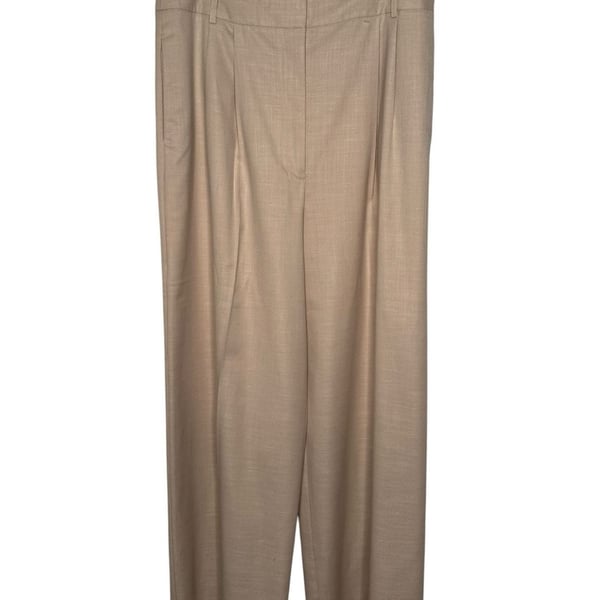 Worthington Wide Leg Pants Beige Pleated Trousers Size 14