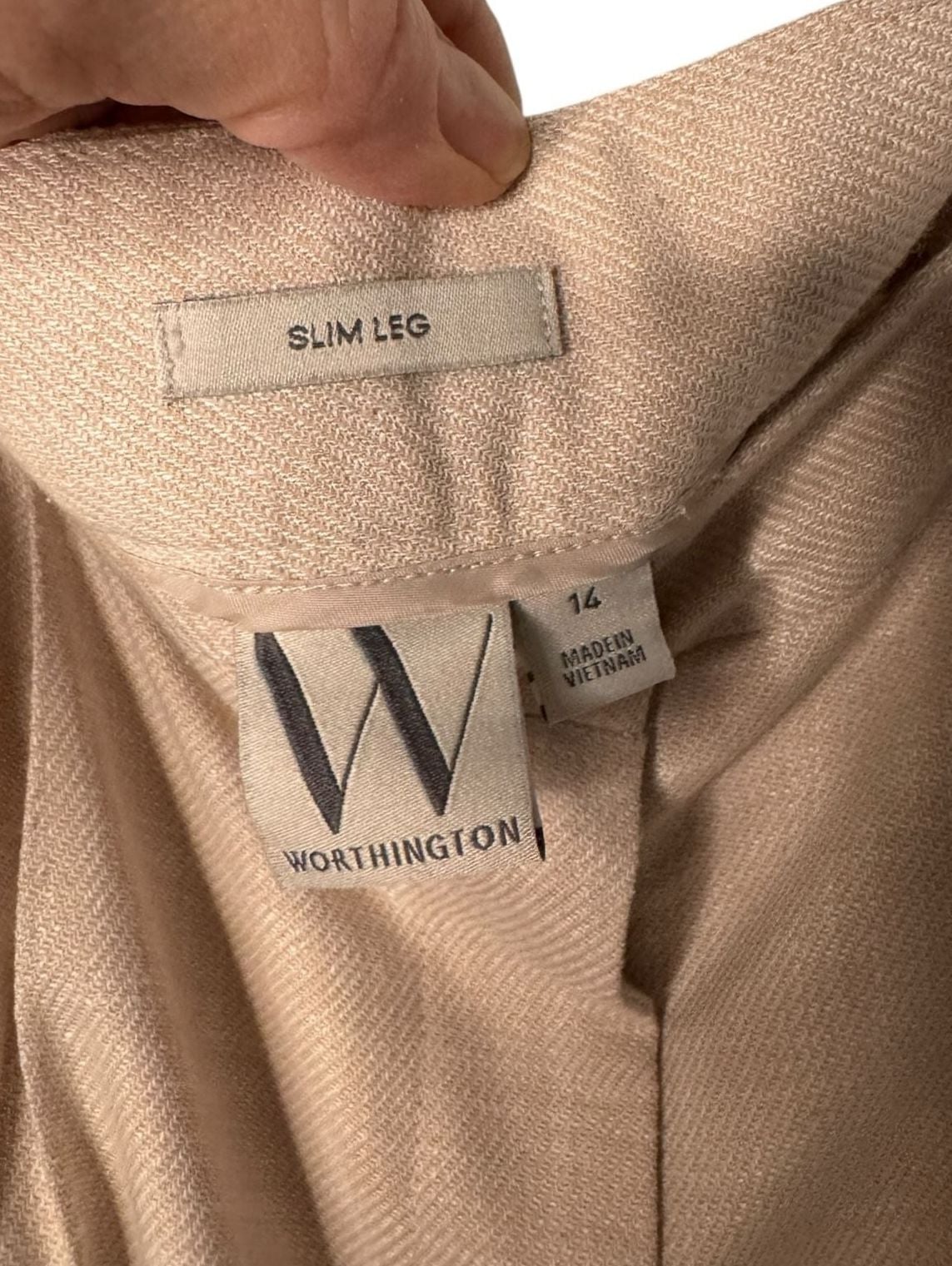Worthington Wide Leg Pants Beige Pleated Trousers Size 14 4