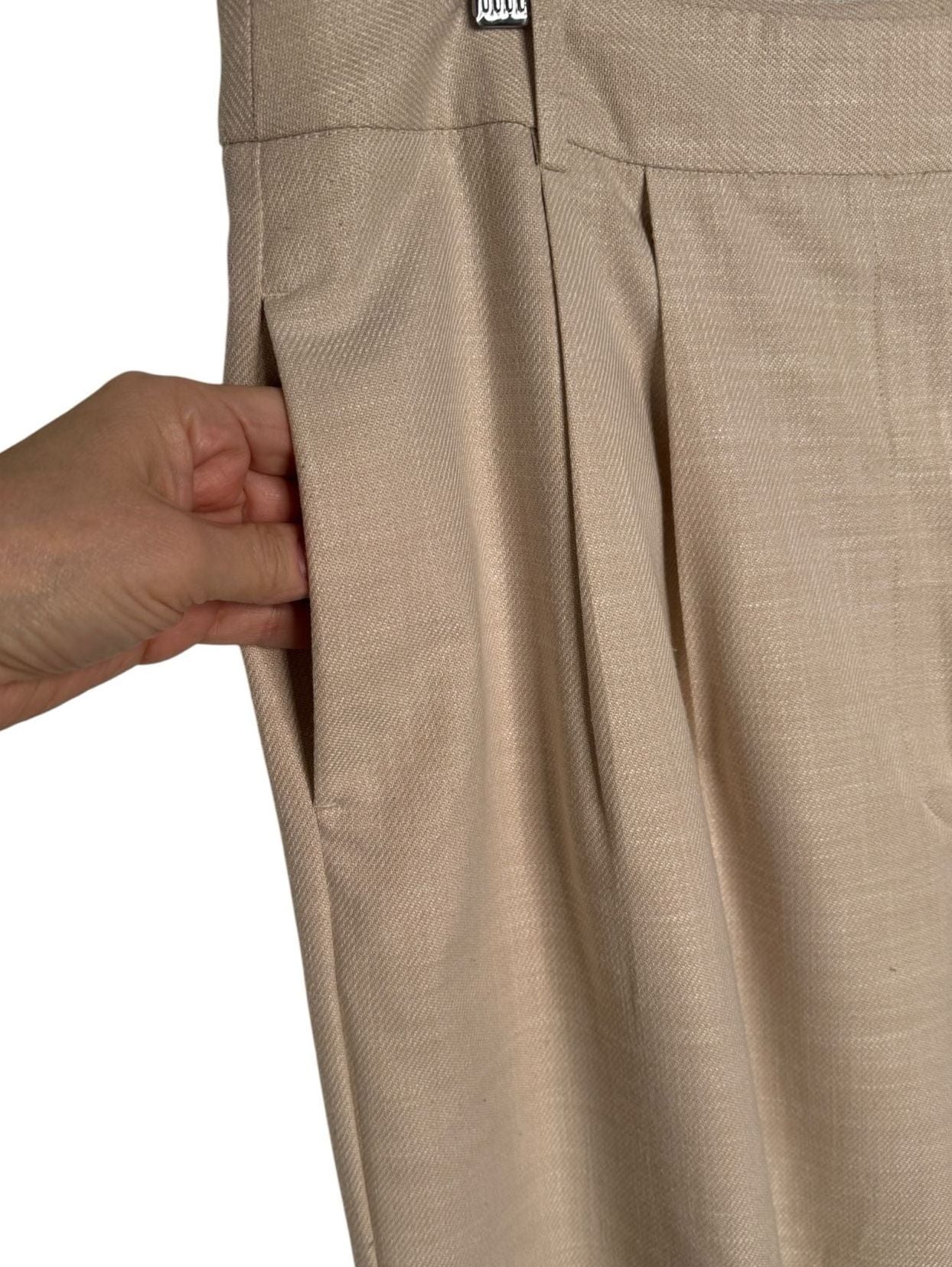Worthington Wide Leg Pants Beige Pleated Trousers Size 14 6
