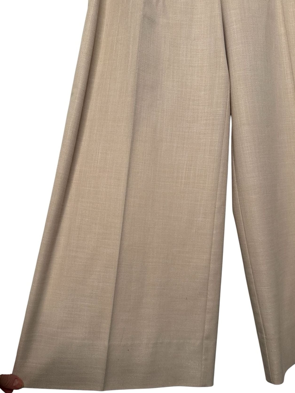 Worthington Wide Leg Pants Beige Pleated Trousers Size 14 5