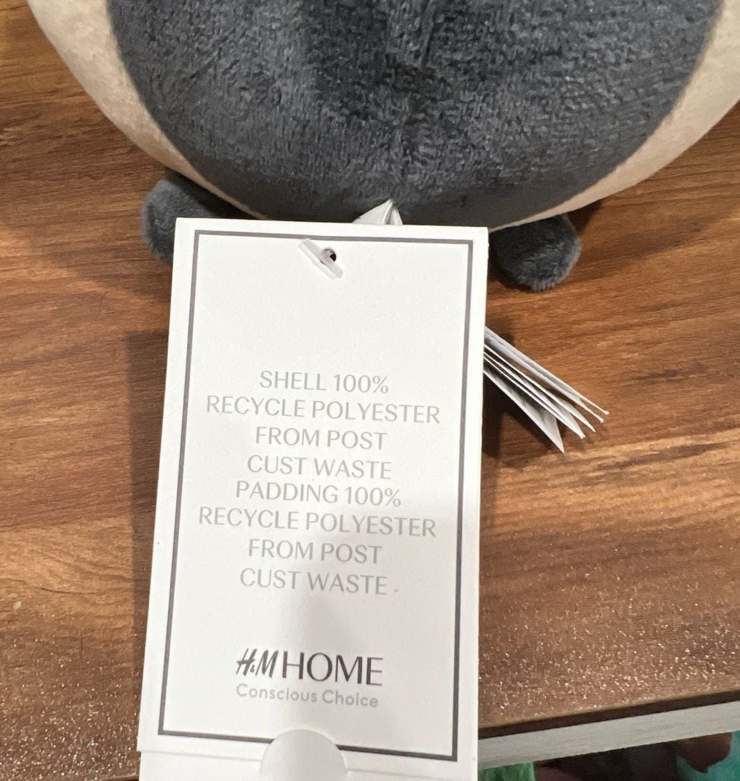 H&M Home Bee Plush Toy Gray White Striped Stuffed Animal 4