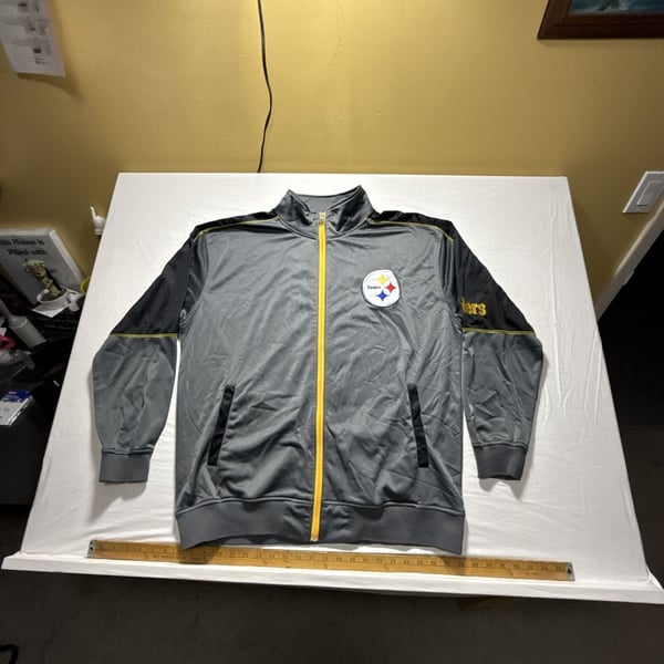 NFL Team Apparel Pittsburgh Steelers Track Jacket Size 2XL Grey Full Zip