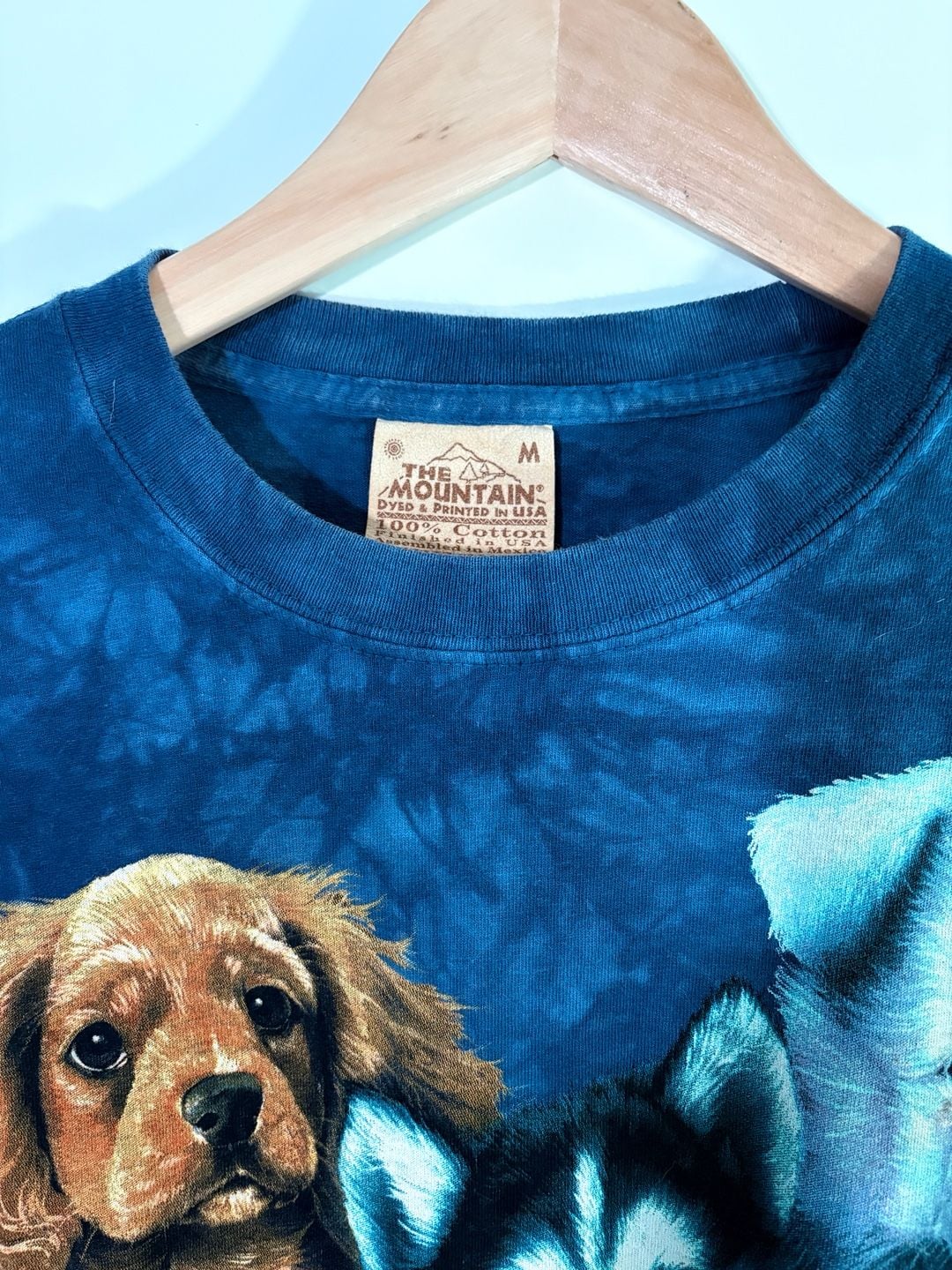 The Mountain Puppy Collage T-Shirt Size M Blue Tie Dye Graphic Tee 3