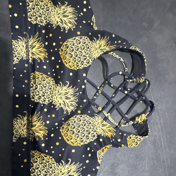 Constantly Varied Gear Pineapple Sports Bra Size XS Cage Back