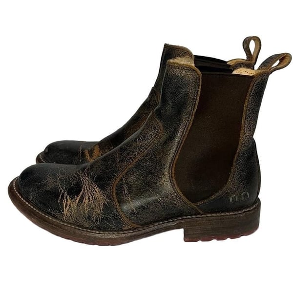 Bed Stu Nandi Size 6.5 Black Distressed Leather Chelsea Boots