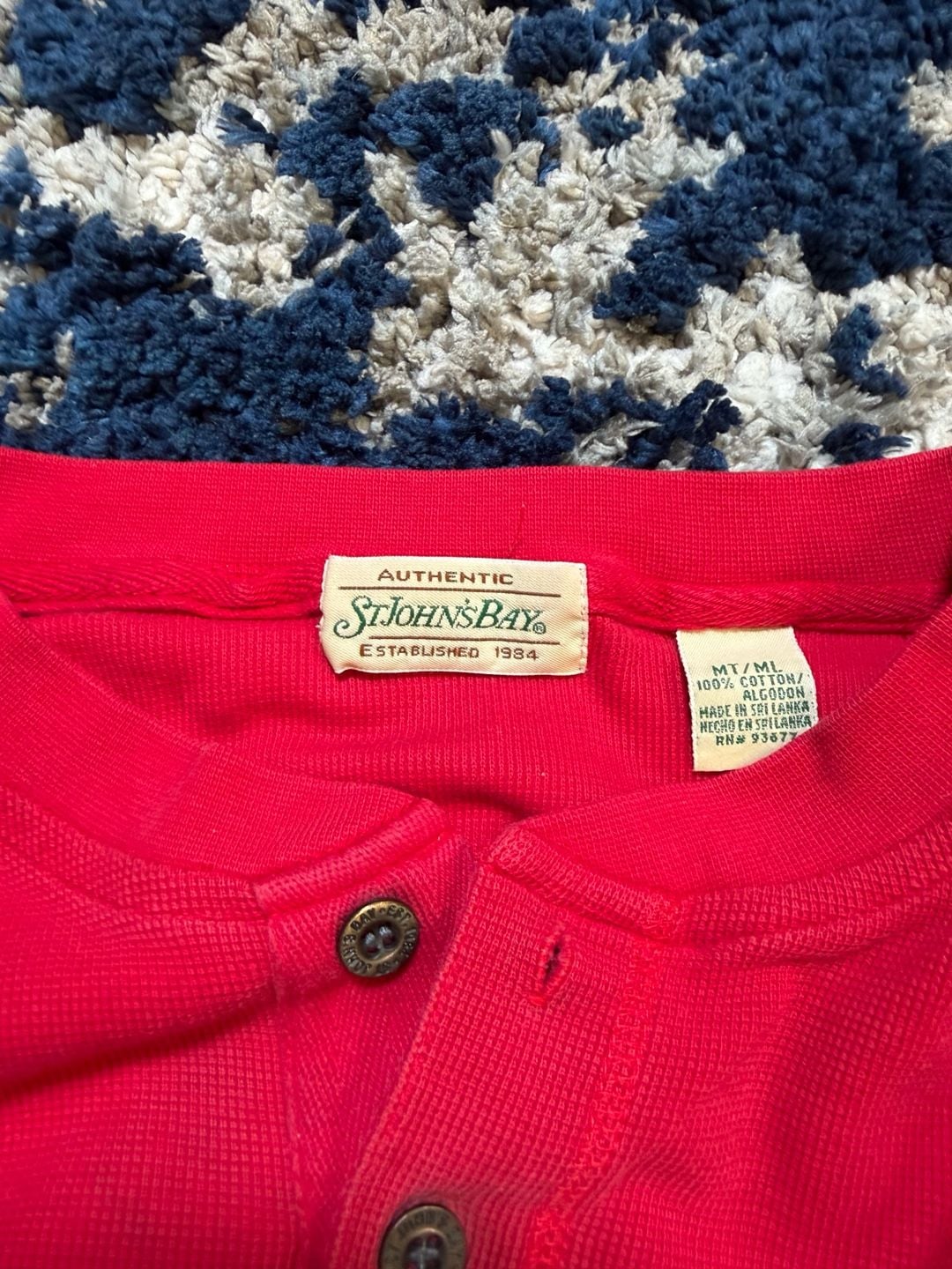 St. John's Bay Waffle Knit Henley Red 2