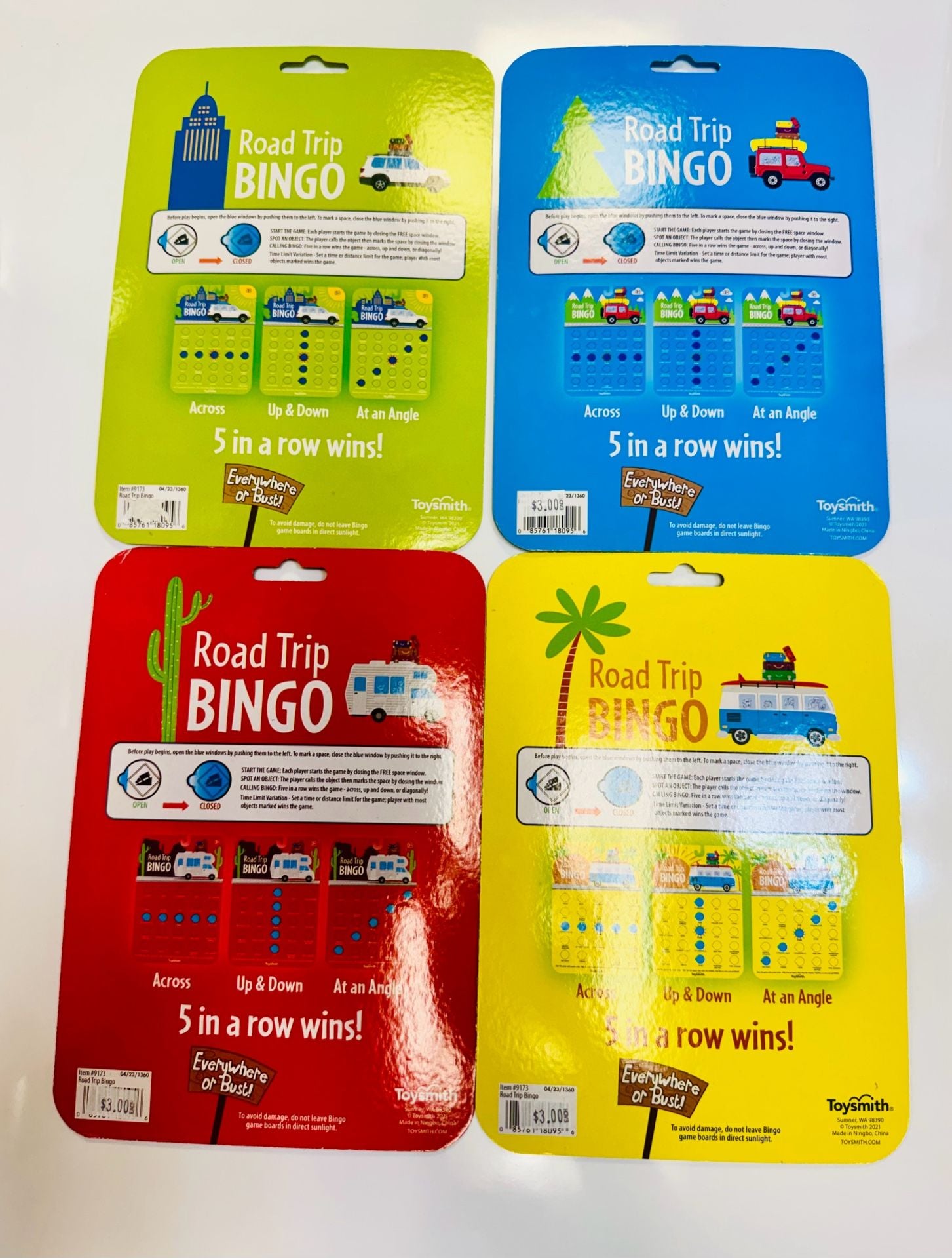 ROAD TRIP BINGO CARDS - Set Of 4 - Great For Kids Traveling in The Car-NWT 1
