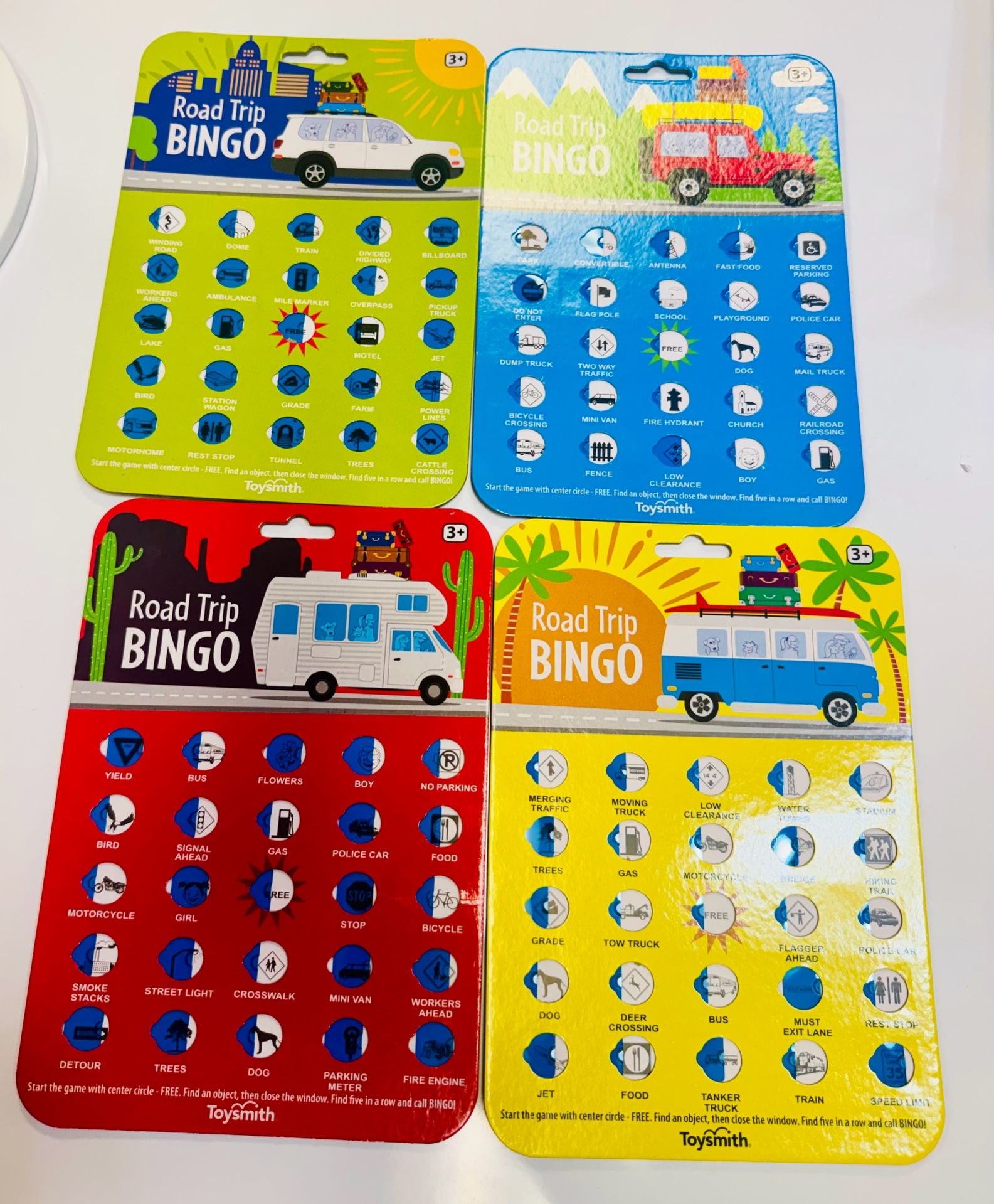 ROAD TRIP BINGO CARDS - Set Of 4 - Great For Kids Traveling in The Car-NWT 2