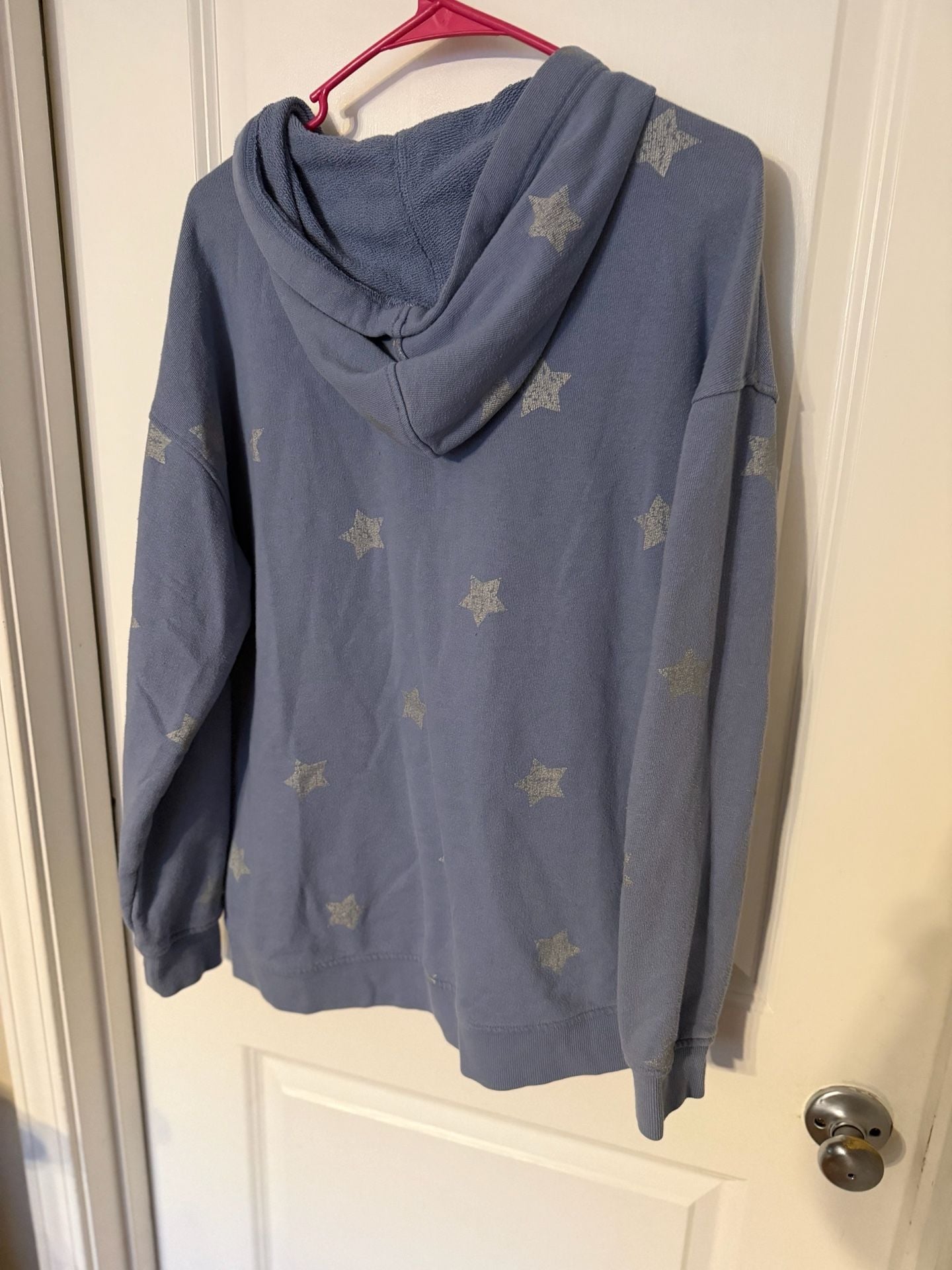Seven7 Hoodie women’s Size M Blue Silver Stars Pullover 6