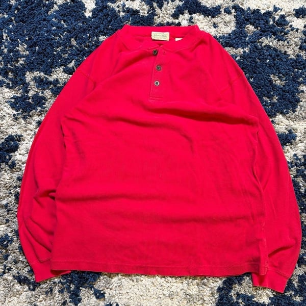 St. John's Bay Waffle Knit Henley Red