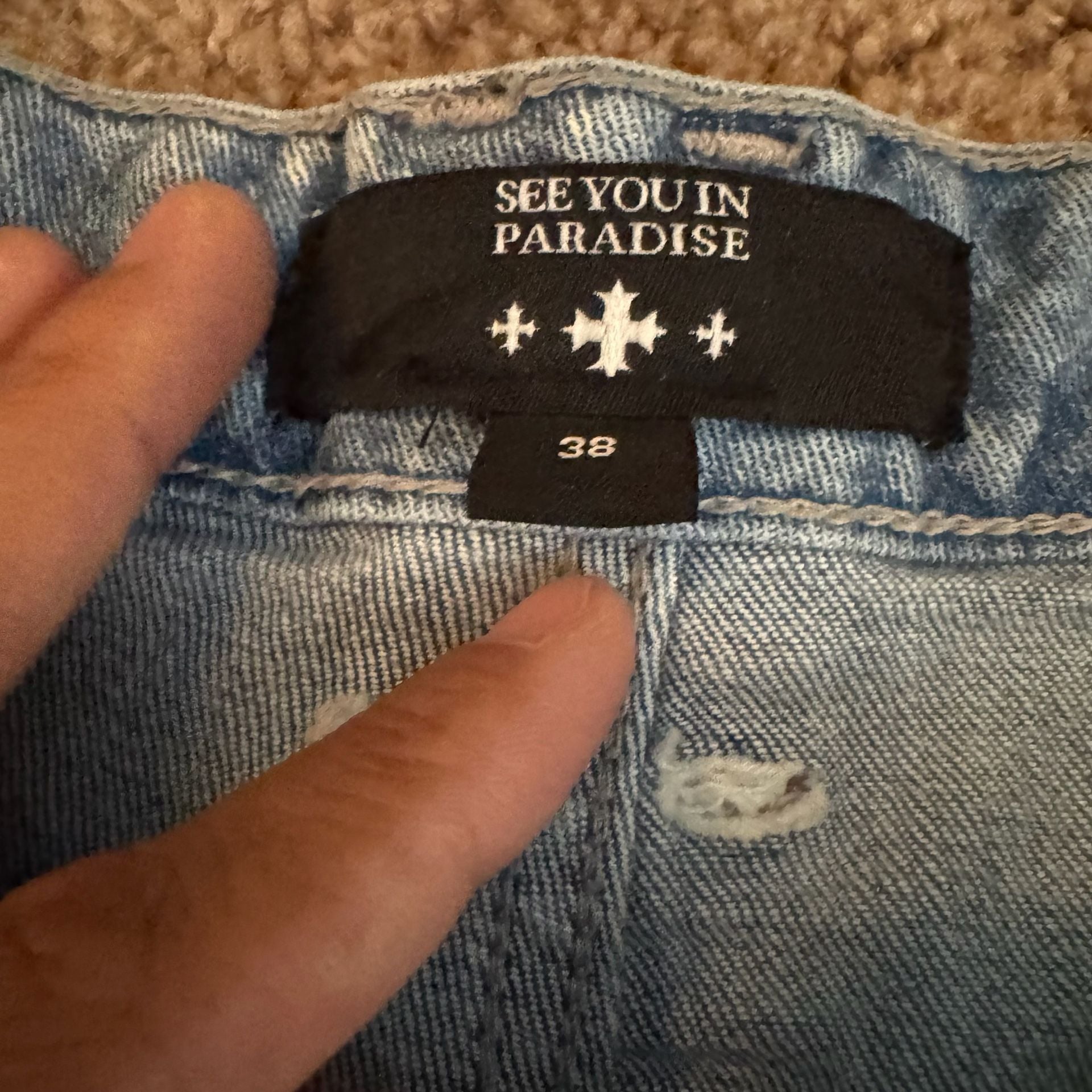 See You In Paradise Super Skinny Stacked Jeans Size 38 Rhinestone 5