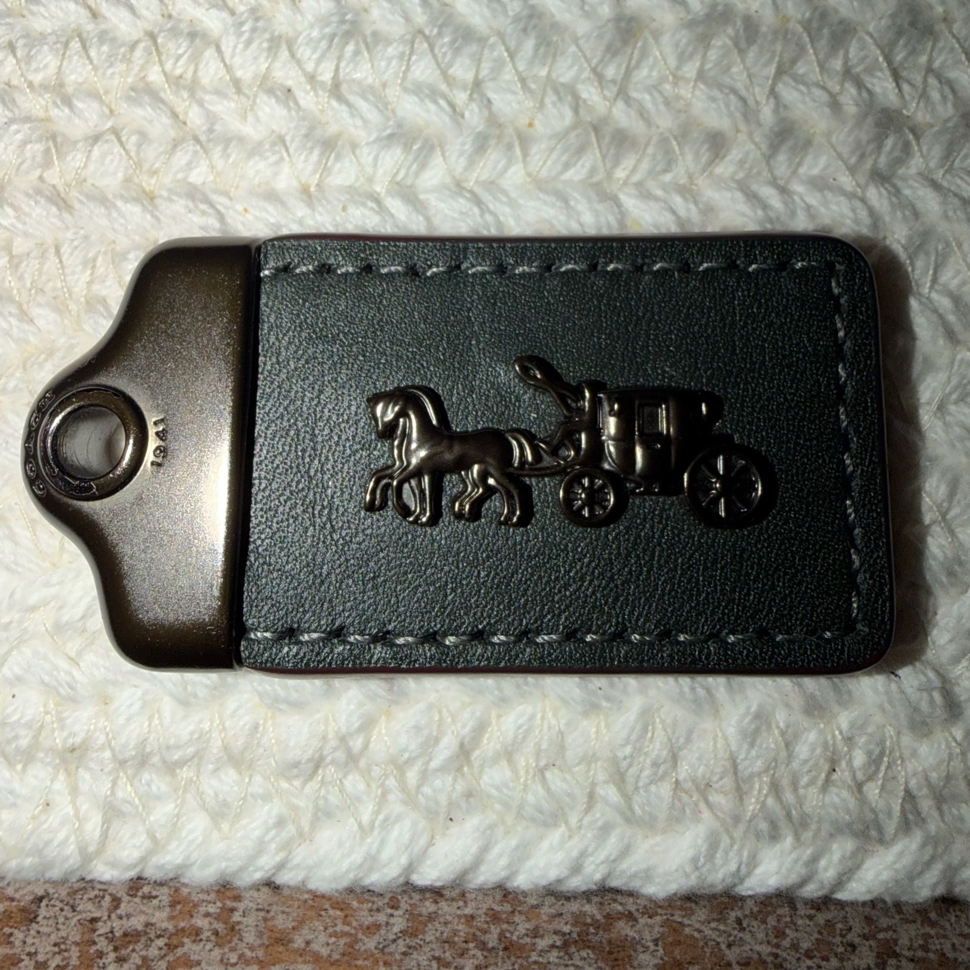Coach 1941 Leather Horse And Carriage Bag Charm Dark FORREST Green, Black Back 2