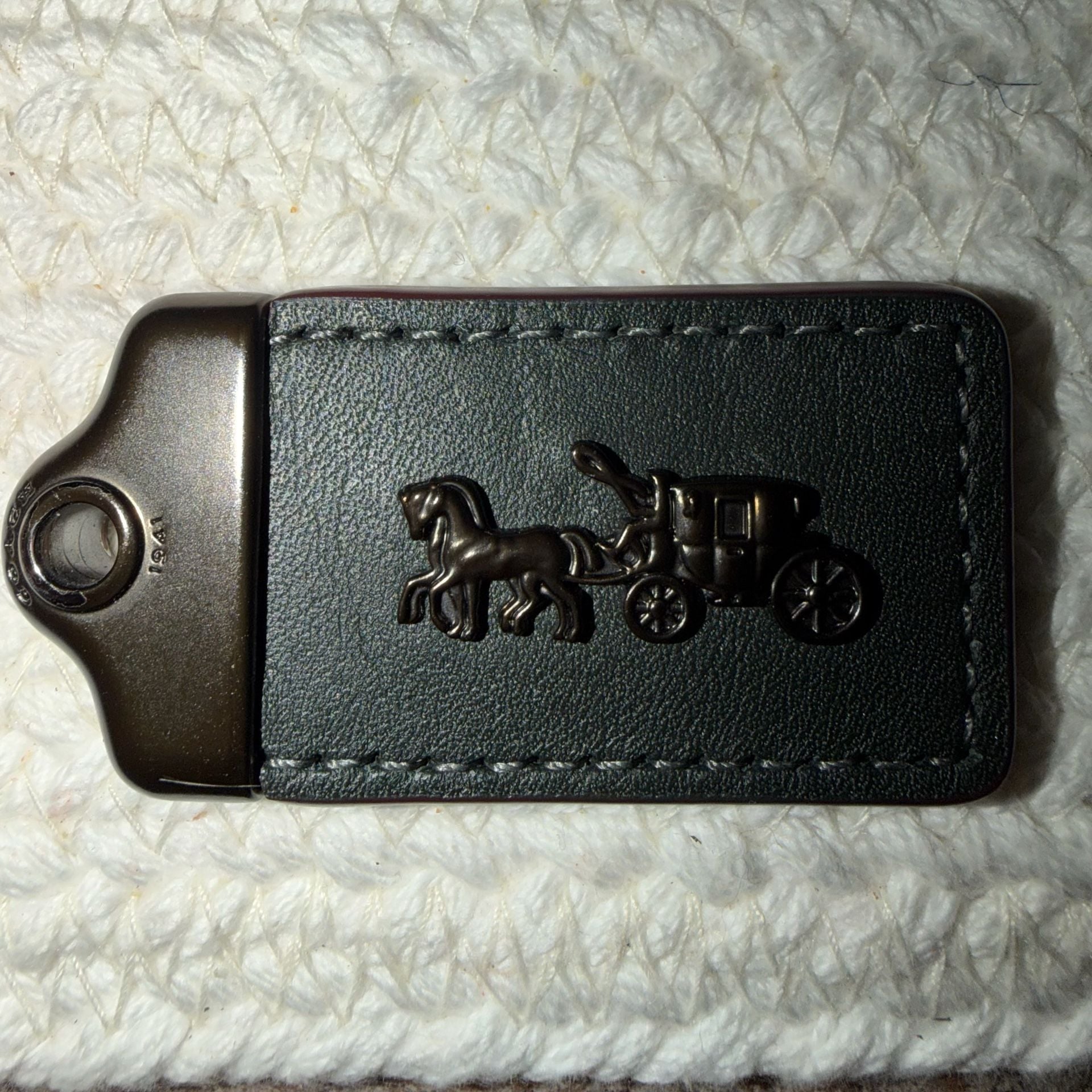 Coach 1941 Leather Horse And Carriage Bag Charm Dark FORREST Green, Black Back 7