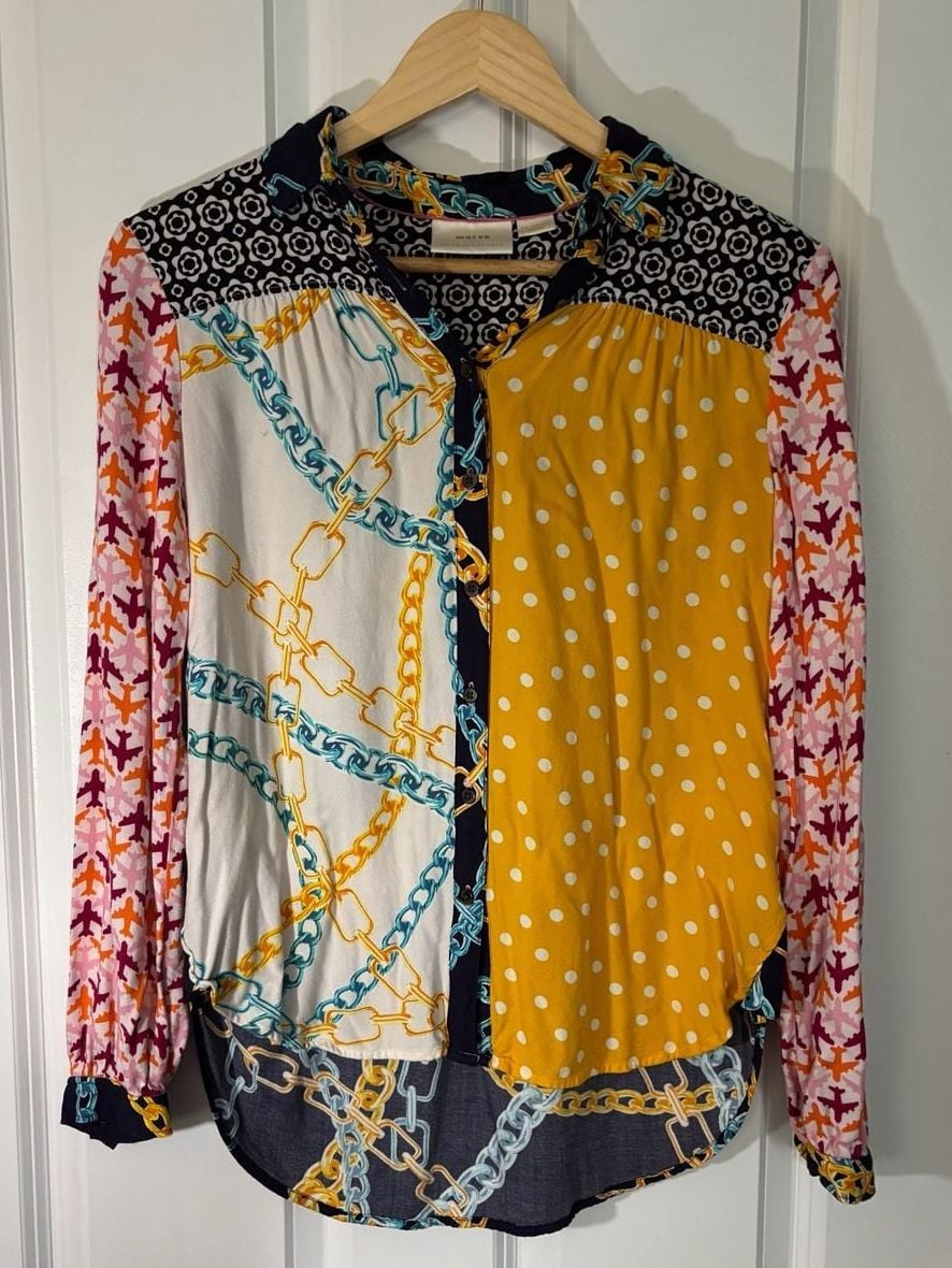 Maeve by Anthropologie Paz Mixed Print Shirt XXS like new! 3