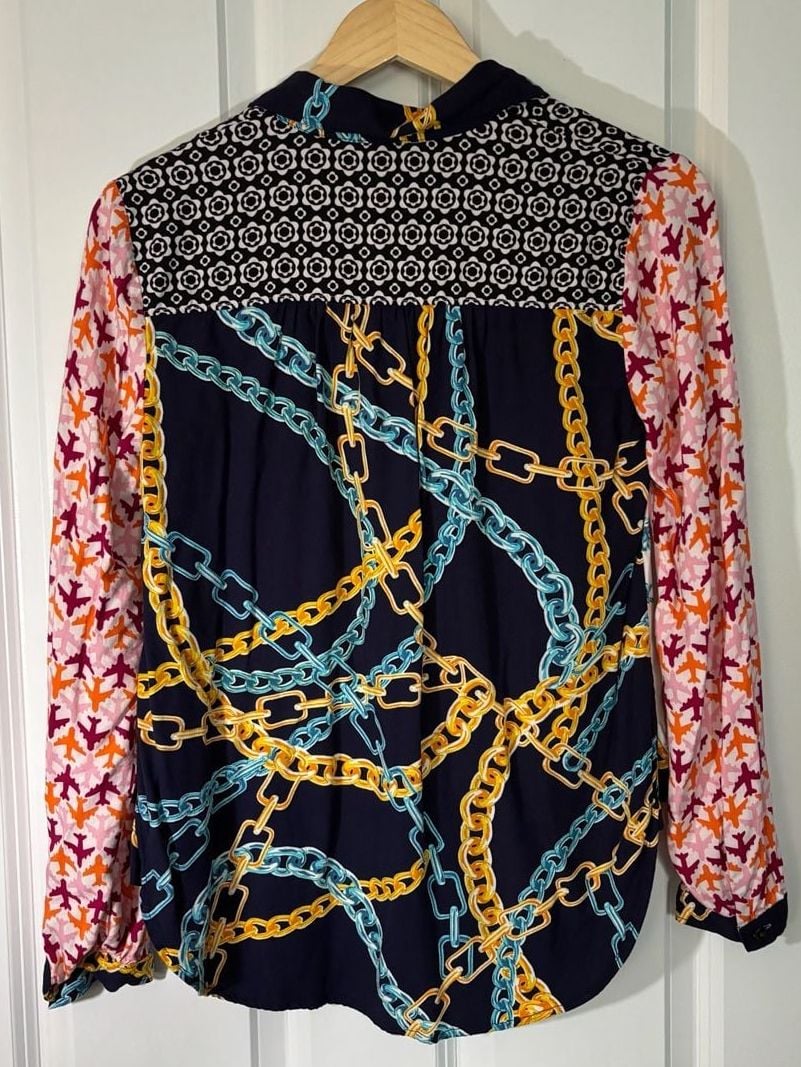 Maeve by Anthropologie Paz Mixed Print Shirt XXS like new! 5