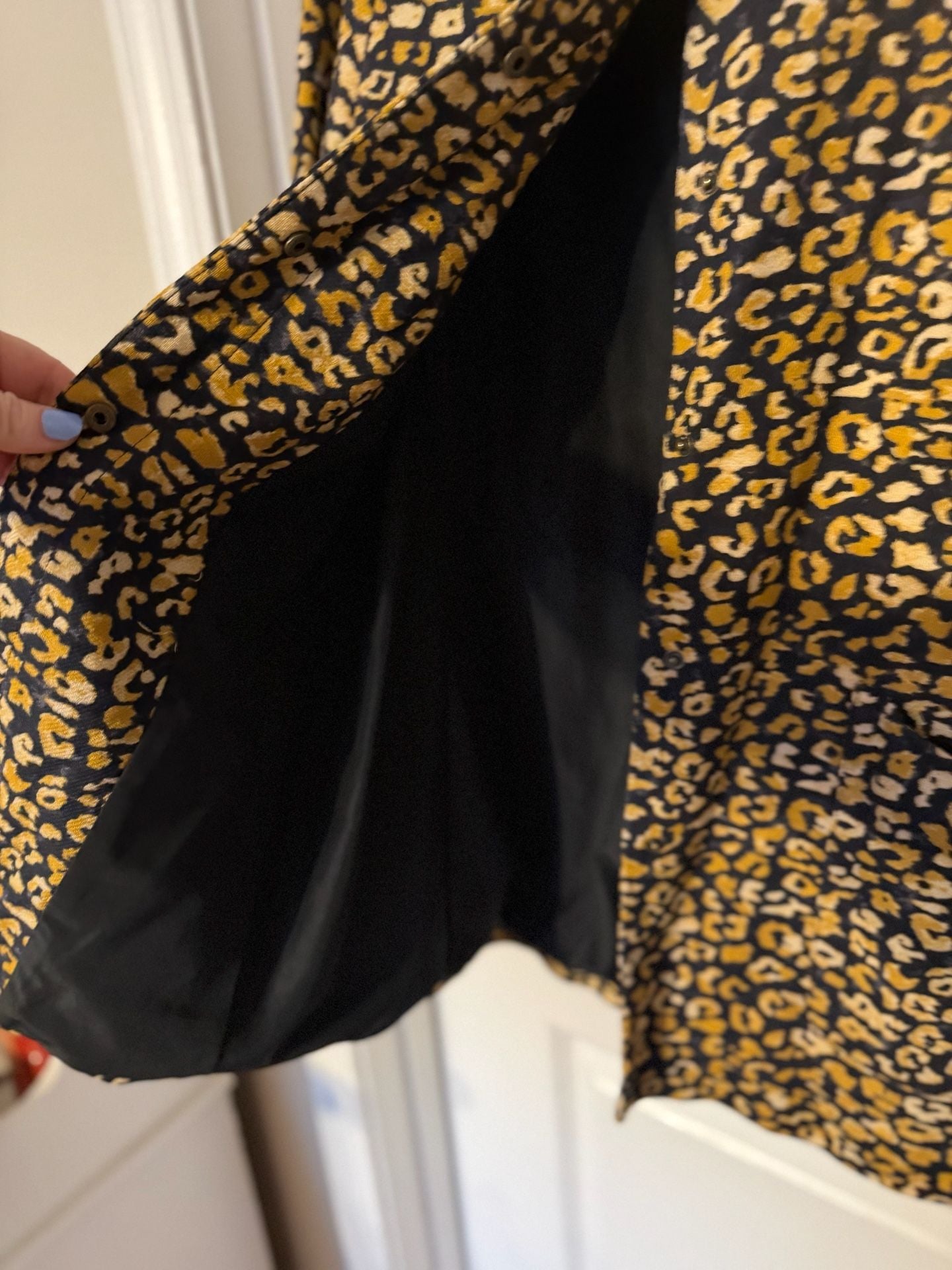 Who What Wear Animal Print Jacket S Collarless Snap Front 8