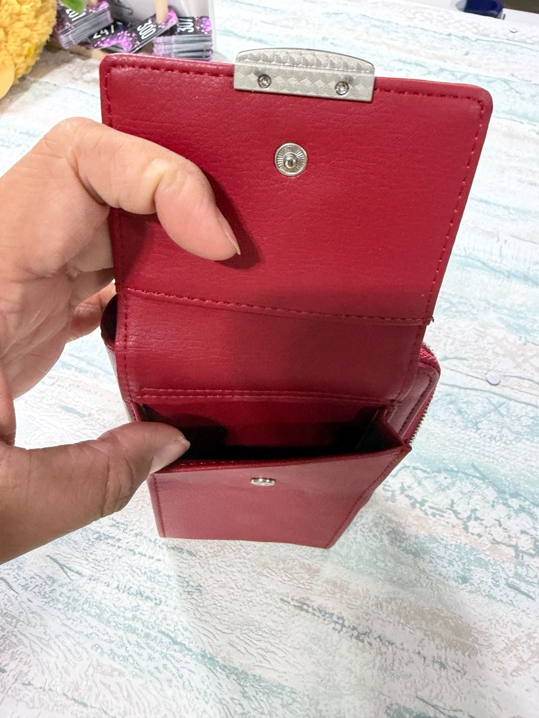 Prettyzys Crossbody Phone Bag Red Leather Wallet 7