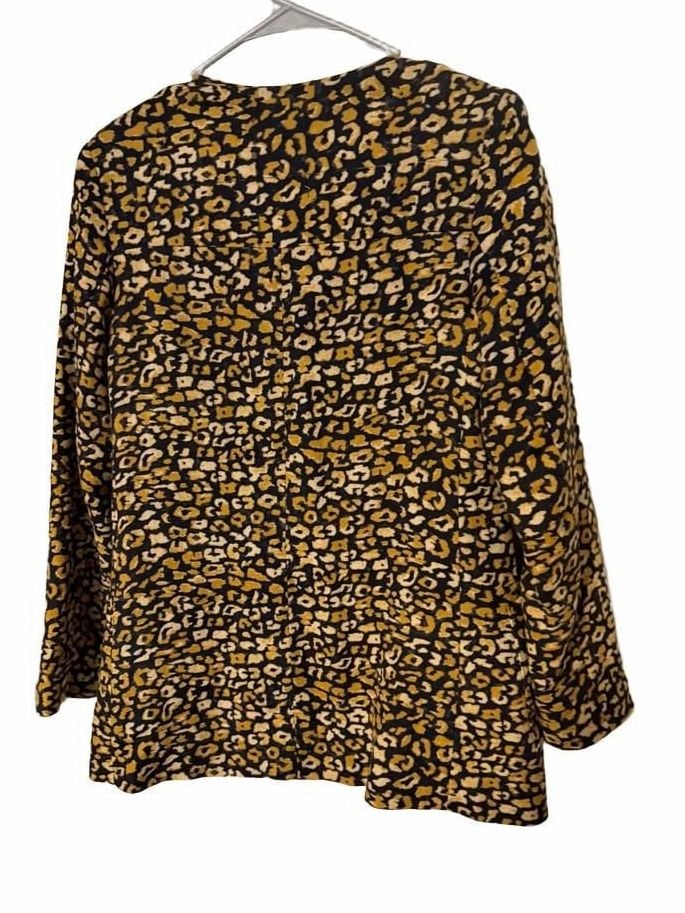 Who What Wear Animal Print Jacket S Collarless Snap Front 7