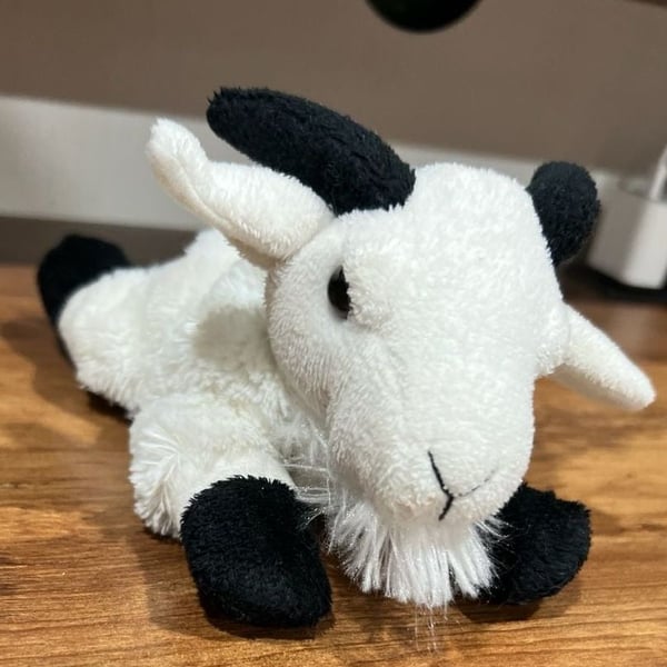 Unipak Goat Plush Stuffed Animal Black and White 8 Inches