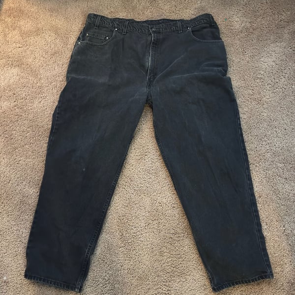 VTG Levi's 545 Loose Fit Jeans Size W46 L30 Black Denim USA Brown Tab