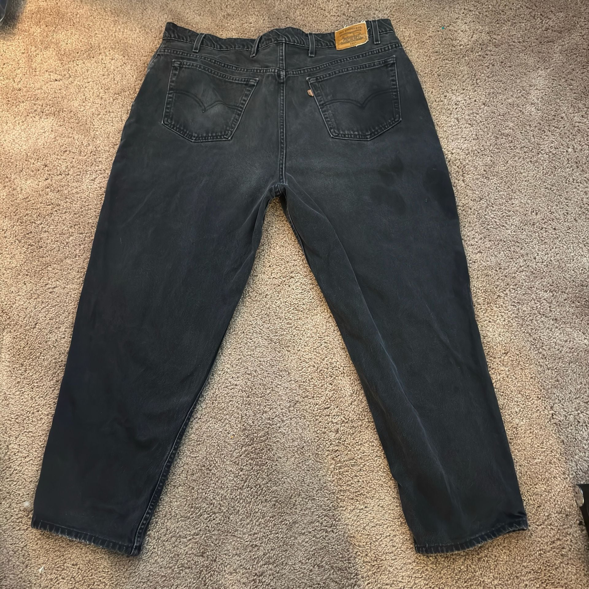 VTG Levi's 545 Loose Fit Jeans Size W46 L30 Black Denim USA Brown Tab 3