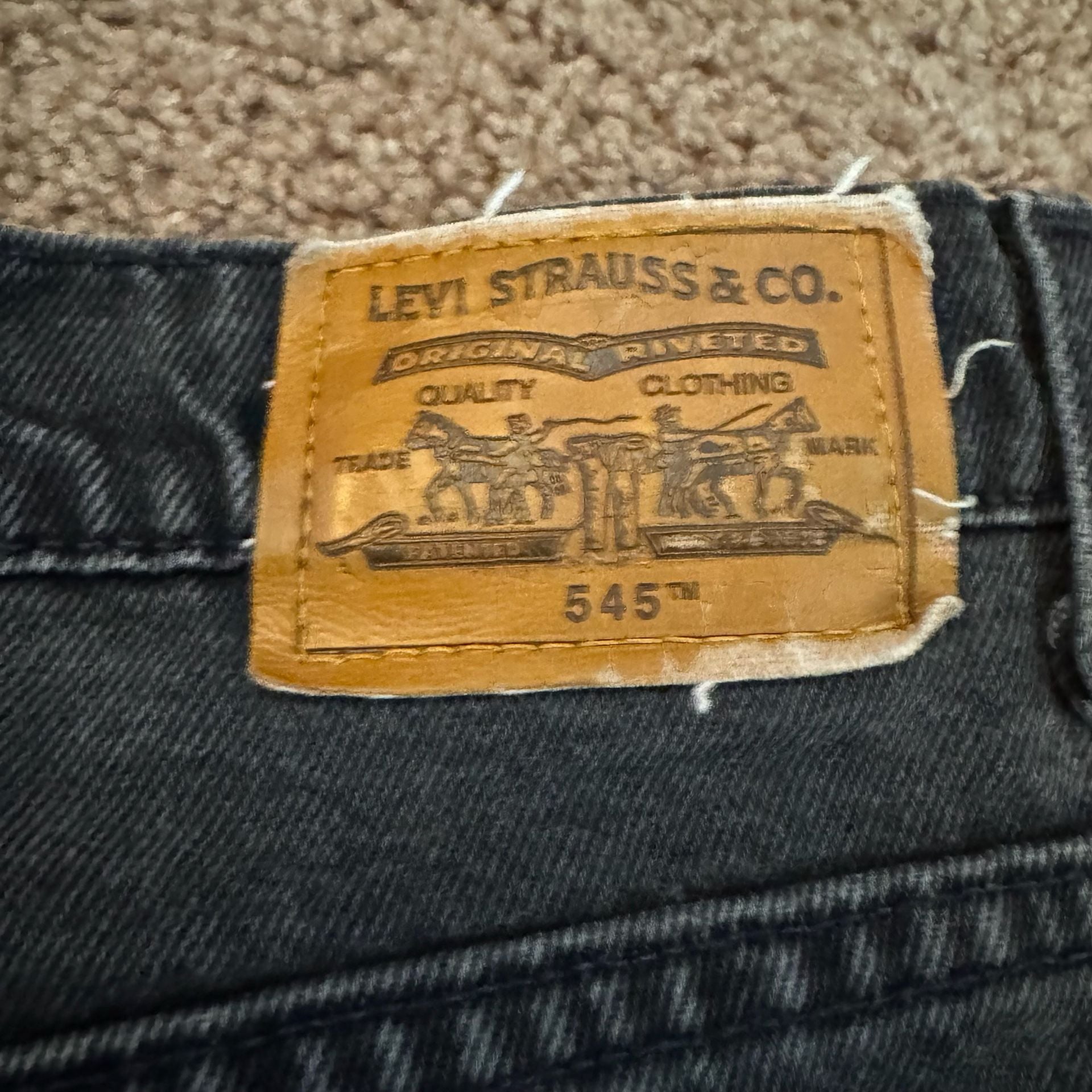 VTG Levi's 545 Loose Fit Jeans Size W46 L30 Black Denim USA Brown Tab 4