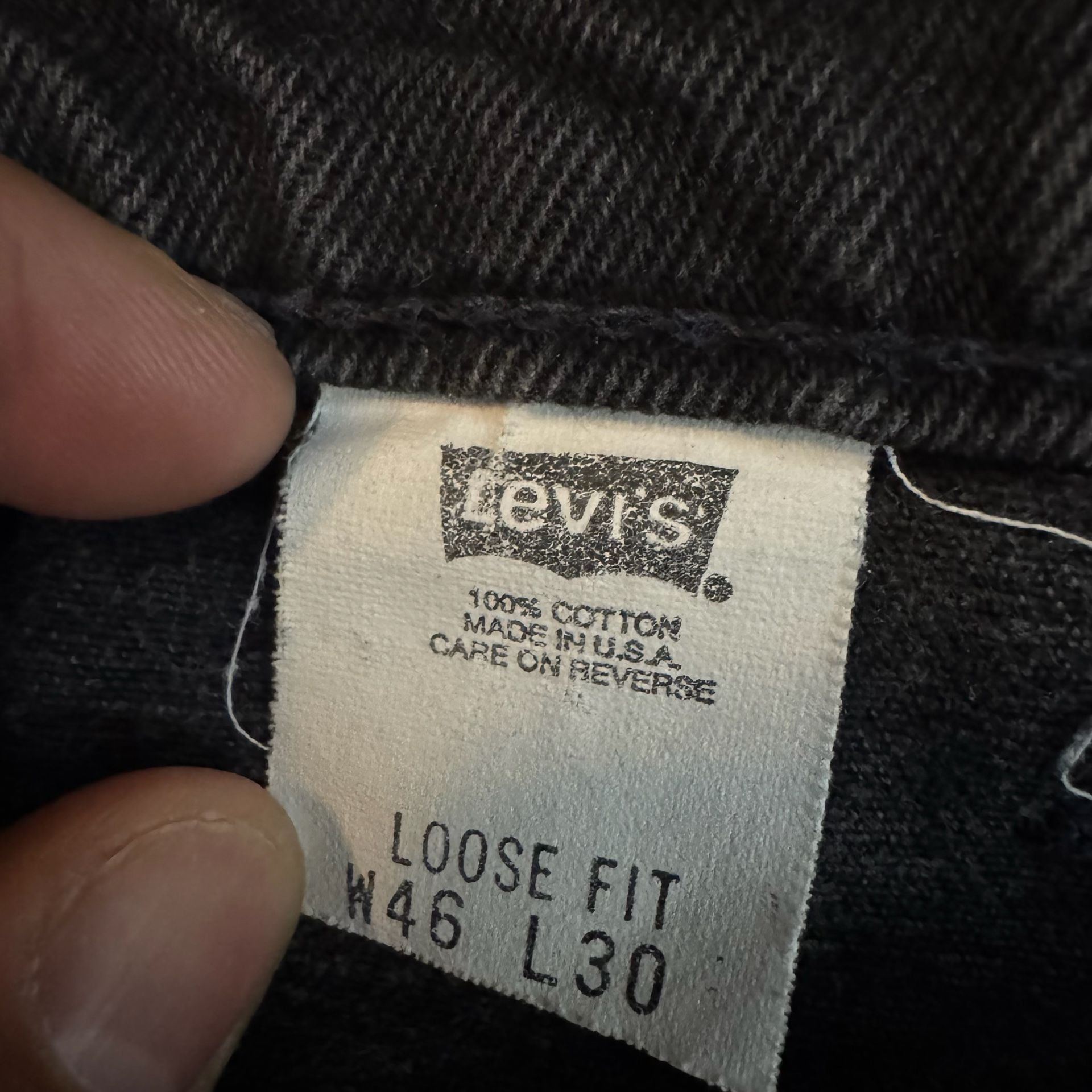 VTG Levi's 545 Loose Fit Jeans Size W46 L30 Black Denim USA Brown Tab 5