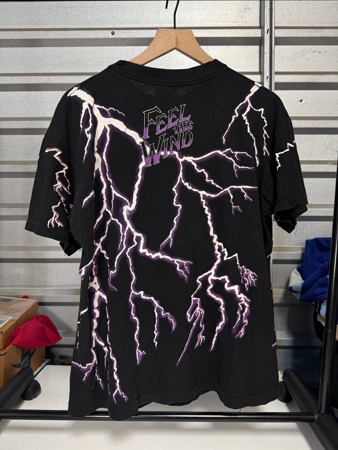 Tourchamp Feel The Wind Eagle Lightning Graphic T-Shirt Size XL Black 3