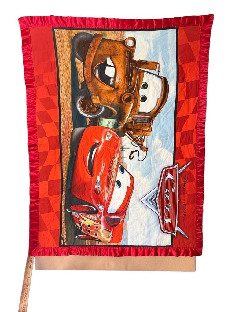 Disney Pixar Cars Quilt Blanket Lightning McQueen Mater Satin Trim 1