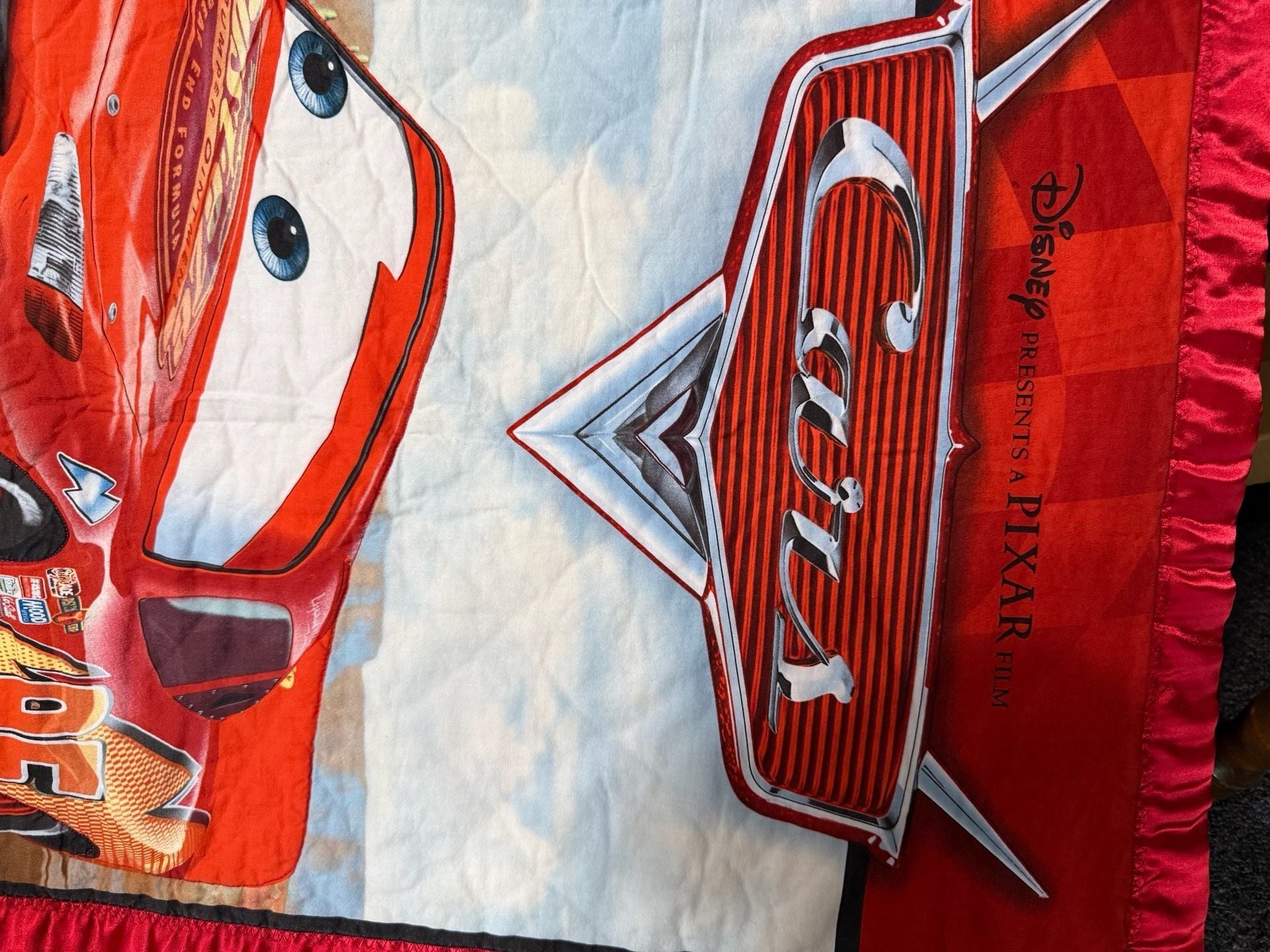 Disney Pixar Cars Quilt Blanket Lightning McQueen Mater Satin Trim 2