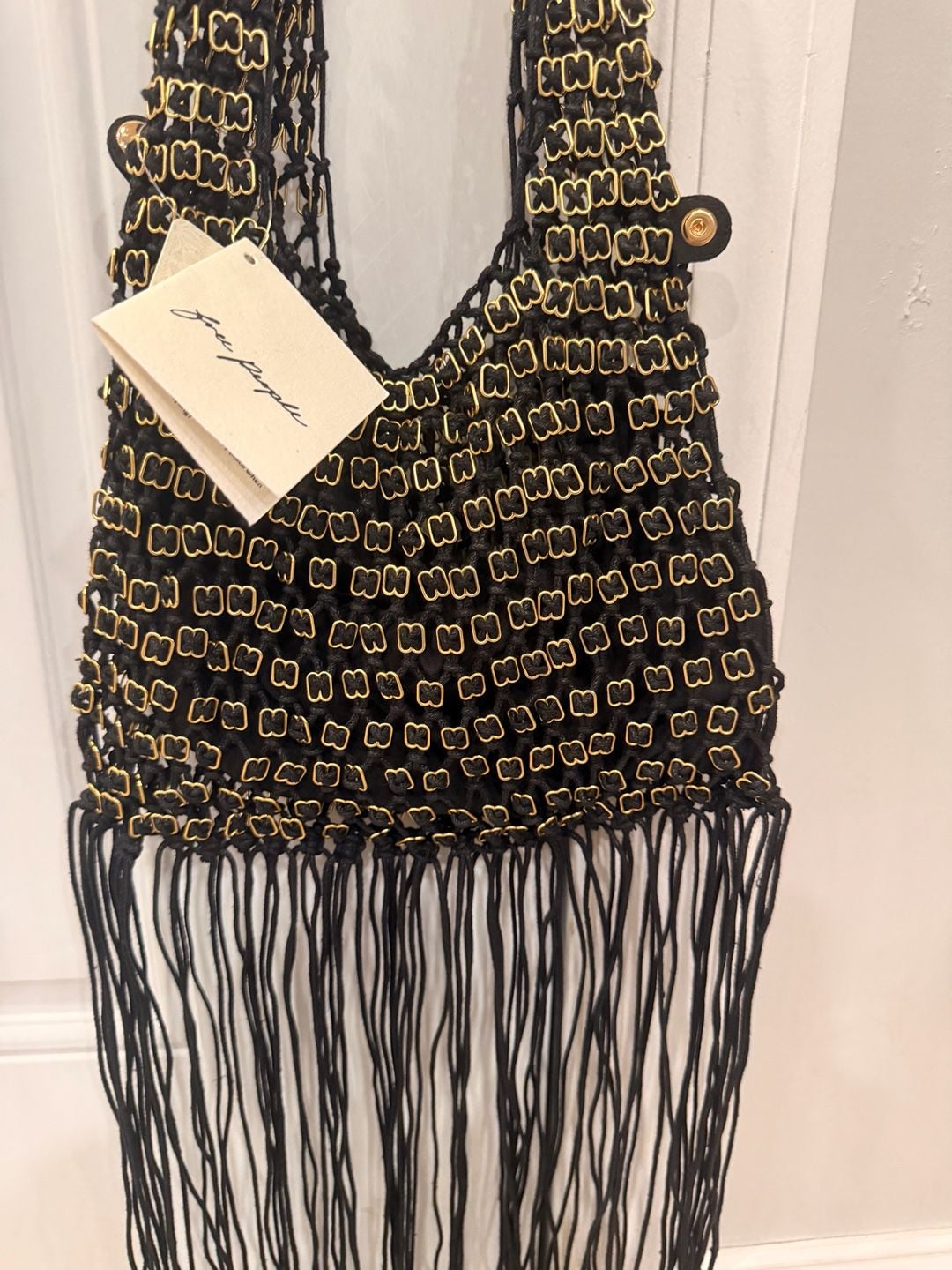 Free People Embellished Fringe Bag Black 6