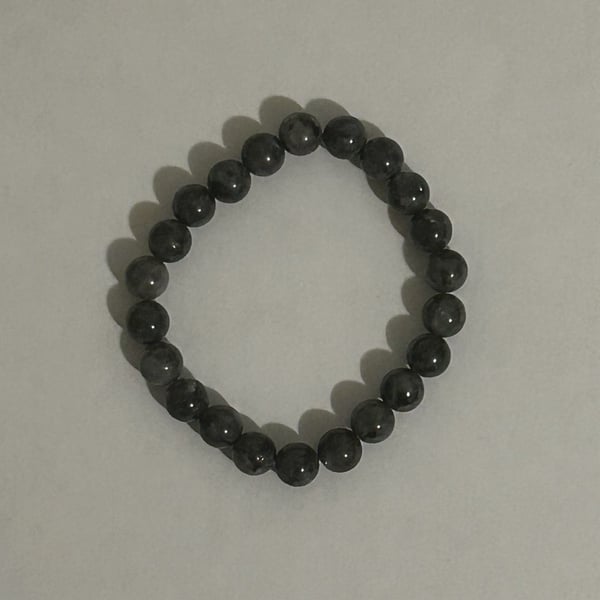 Natural Black Mica 8mm Beaded Stretch Bracelet