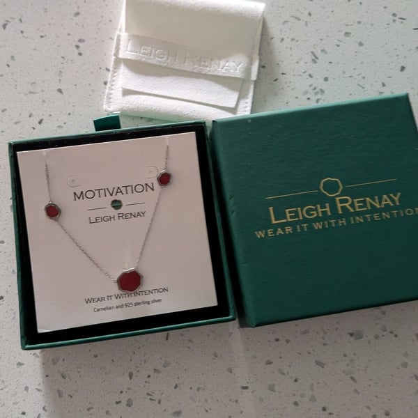 Leigh Renay Motivation Carnelian and 925 Sterling Silver Necklace