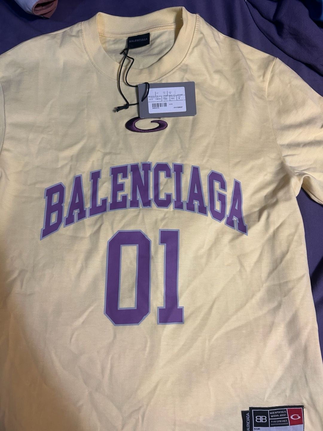 Balenciaga Basketball Oversized T-Shirt Size S Yellow Purple 7