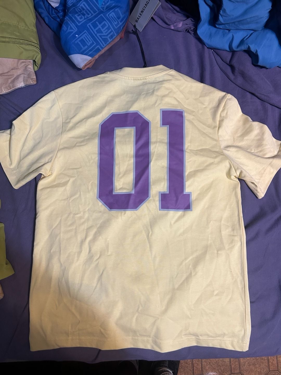 Balenciaga Basketball Oversized T-Shirt Size S Yellow Purple 8