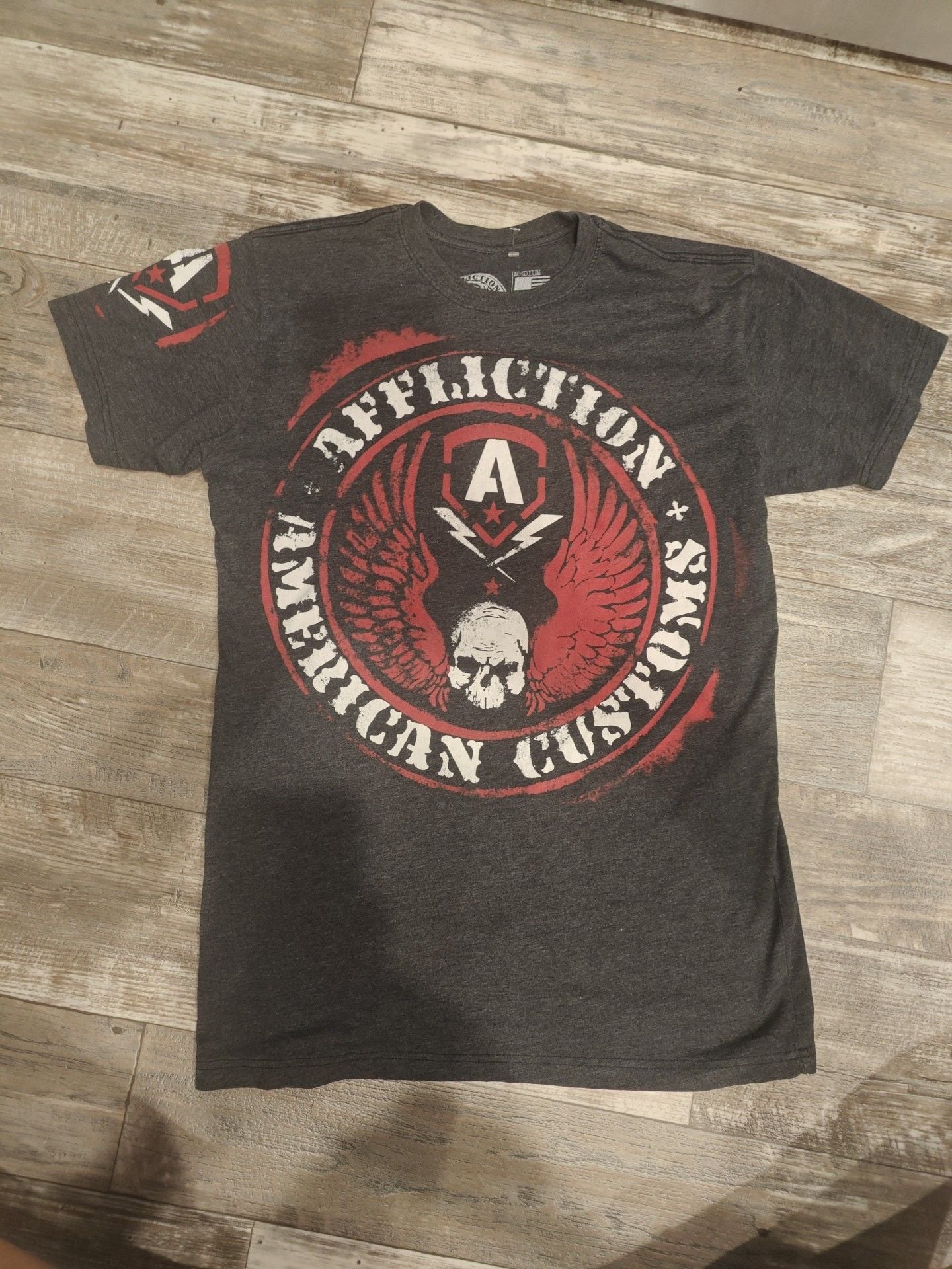 AFFLICTION SKULL AMERICAN CUSTOMS T-Shirt Men SZ. M Made in USA 2