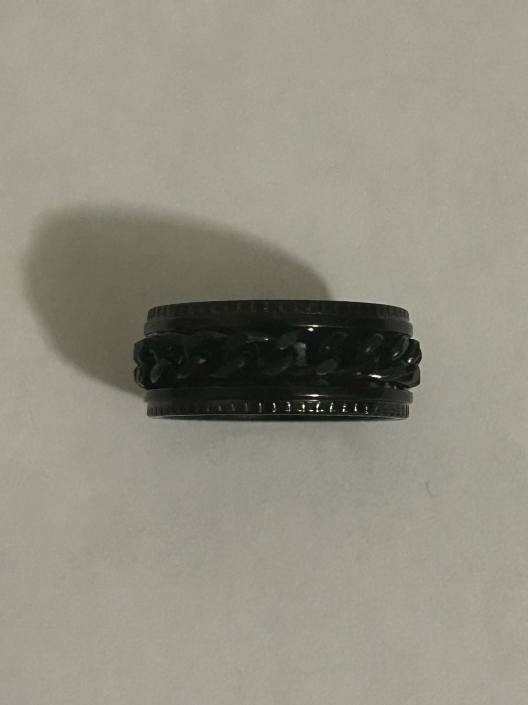 Black Stainless Steel Chain Spinner Fidget Ring Size 6 2