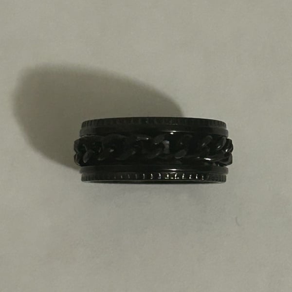 Black Stainless Steel Chain Spinner Fidget Ring Size 6