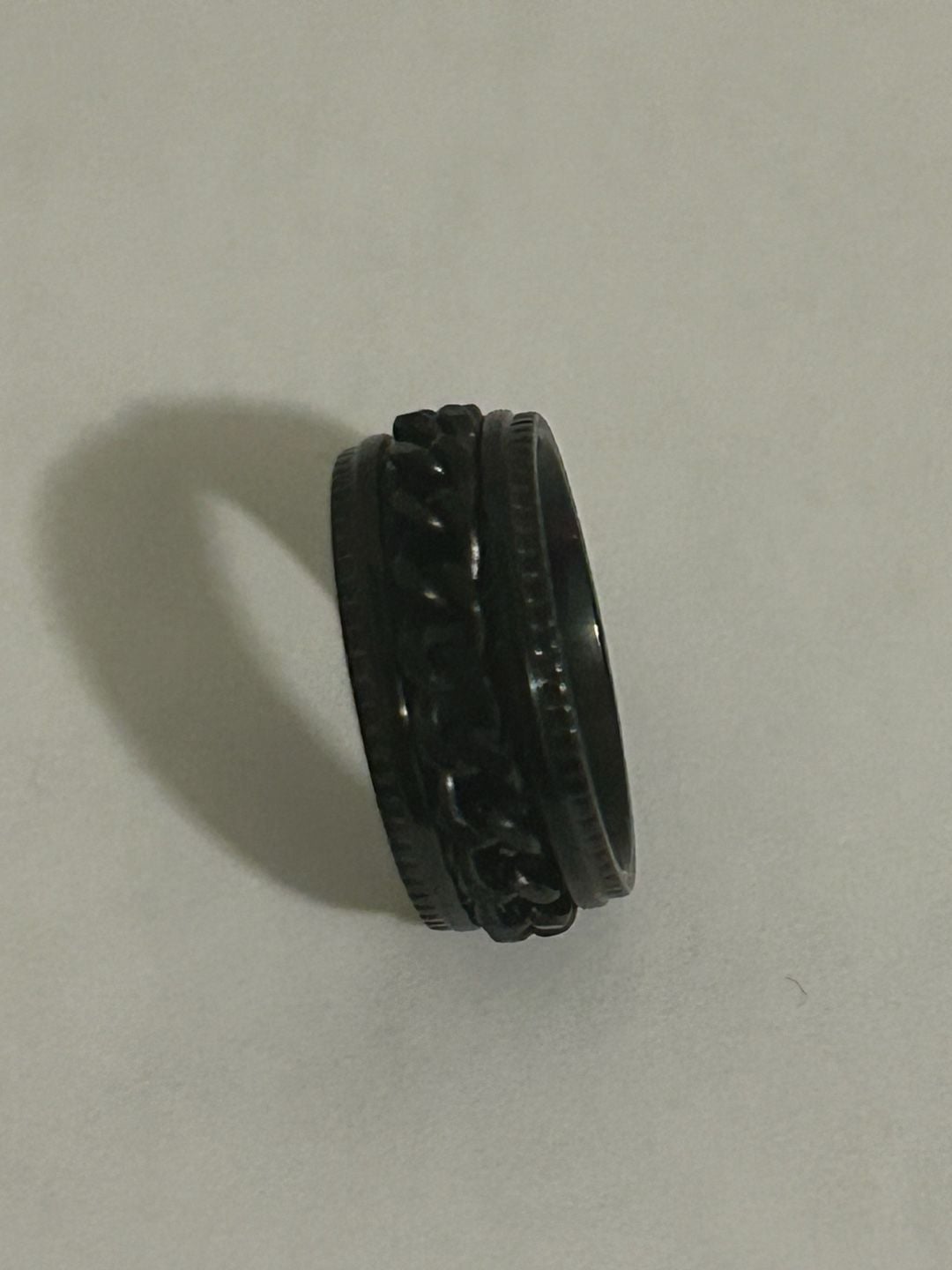 Black Stainless Steel Chain Spinner Fidget Ring Size 6 5