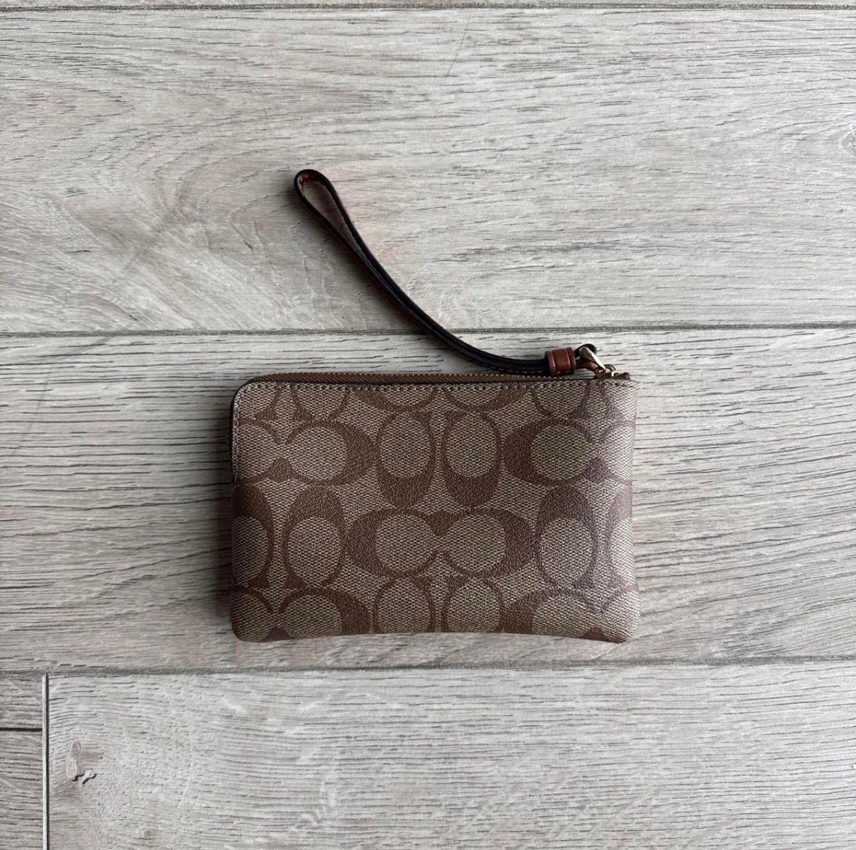 Coach Corner Zip Wristlet Signature Canvas Radial Rainbow C7308 3