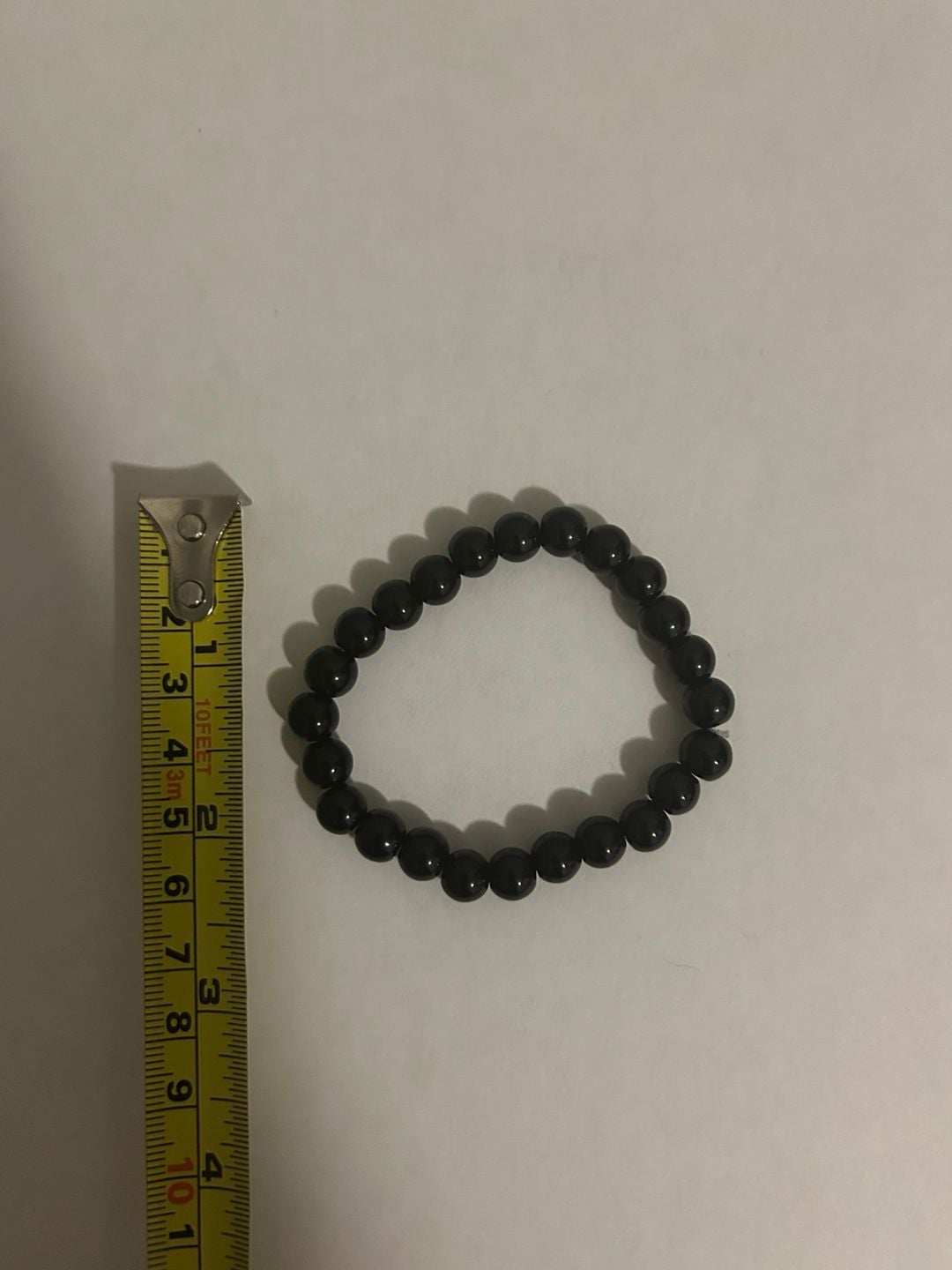 Minimalist Black Smooth Round Stone Bead Stretch Bracelet 4
