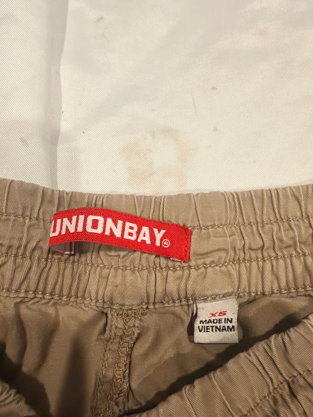 Unionbay Cargo Shorts Tan Khaki Drawstring Waist 3/4 Length 3
