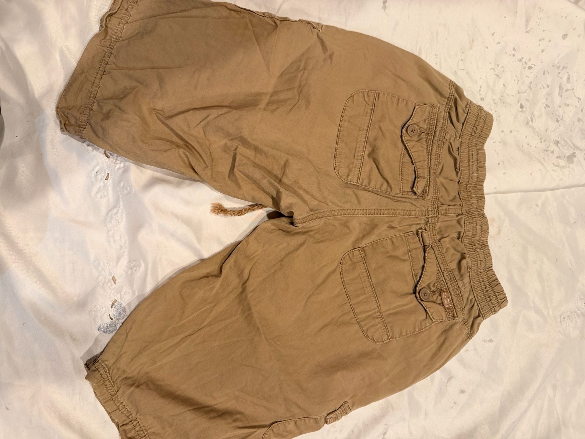 Unionbay Cargo Shorts Tan Khaki Drawstring Waist 3/4 Length 6