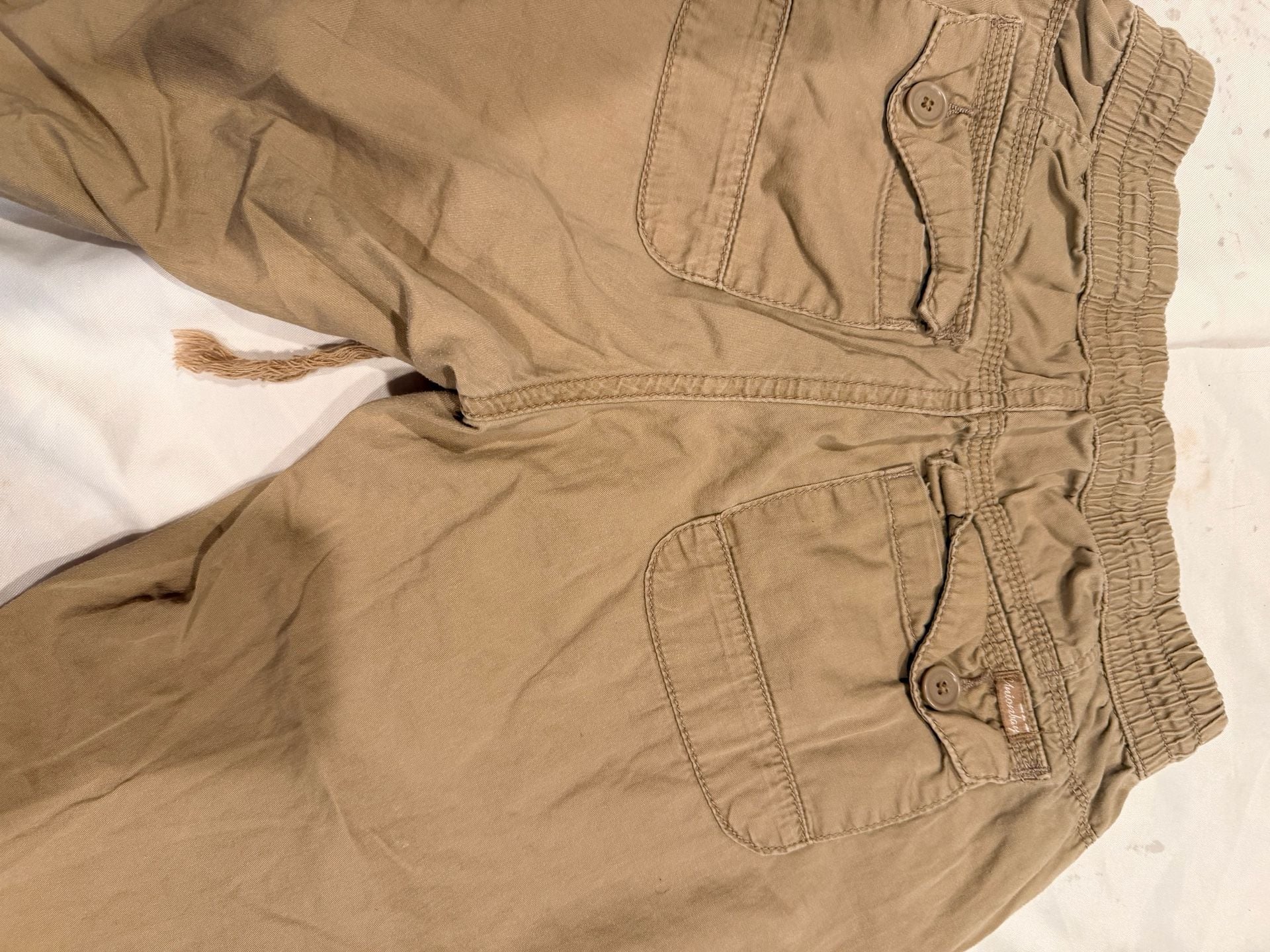Unionbay Cargo Shorts Tan Khaki Drawstring Waist 3/4 Length 7