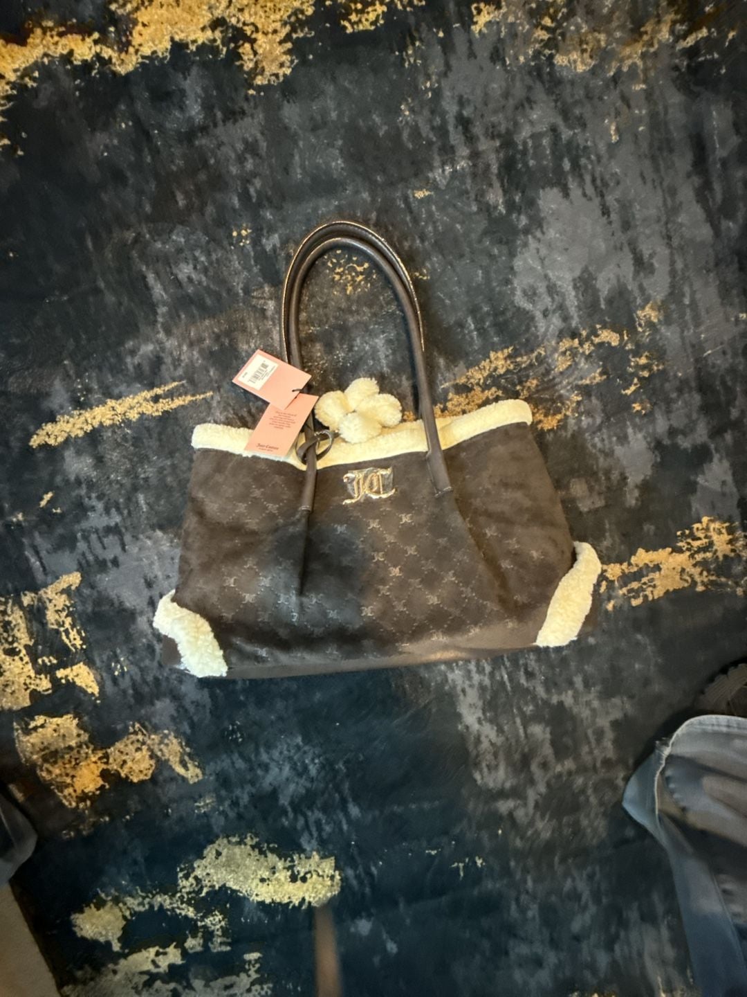 Juicy Couture Ice Queen Sherpa Winter Brown Tote Bag New with Tags 2