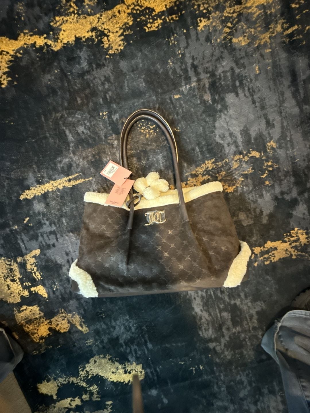 Juicy Couture Ice Queen Sherpa Winter Brown Tote Bag New with Tags 3